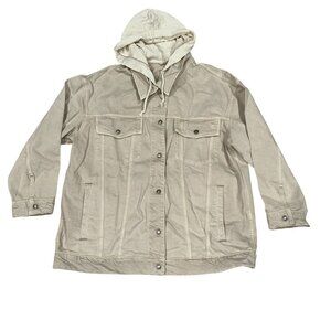 Free People We The Free Flawless Hooded Denim Jacket Ivory Large Womens Trucker